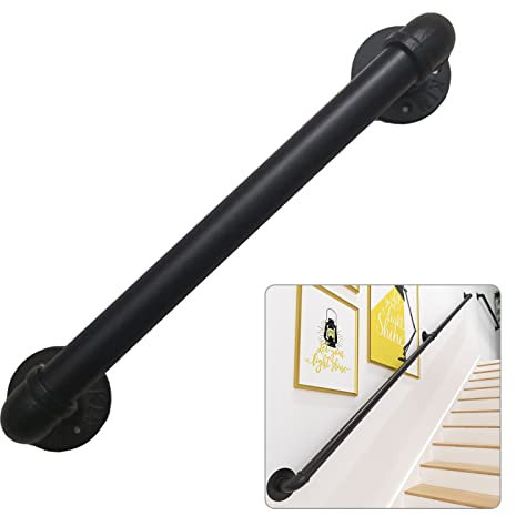 Moderner schwarzer Treppengeländer-Handlauf für den Innen- und Außenbereich, Komplettset, 1 m, 1,5 m, 2 m, 2,5 m, 3 m, 4 m, 5 m, 6 m, Treppengeländer, Sicherheitshandläufe, Stützstange (4 Fuß)