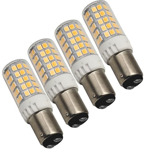 QLEE Bombilla De La Máquina De Coser Led Ba15d Base De Bayoneta De Doble Tacto 5w 600lm Luz De Repuesto Del Refrigerador 60 Vatios S6 C7 Bombilla T3 Tipo Lámpara De Araña 230v Blanco Cálido 4 Piezas