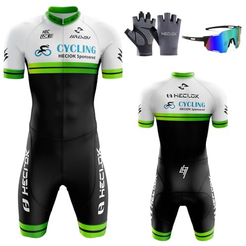 Herren Pro Fahrrad Skinsuit Kurzarm, Herren Triathlon Tri Anzug Kompression Duathlon Laufen Schwimmen Fahrradfahren Skinsuit Gepolstert Einteilig Trisuit,Einteiliges Radtrikot (TYP-1,L)