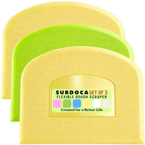 SURDOCA Teigschaber Teigkarte Teigschneider Teigspachtel, 3P 4.7x3.7 Kunststoff BPA Frei Flexibel Scharfe Kante Ecken Anti-Rutsch Kuchenschaber, Backen Zubehör Dekorationswerkzeuge Modellierwerkzeug