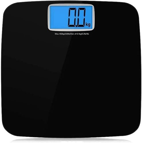 Balance numérique pour poids corporel, balance de précision pour salle de bain, technologie Step-On, haute capacité - 400 lb, grand écran, piles et mètre ruban inclus (couleur : blanc) (couleur : noi