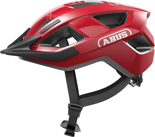 ABUS Fahrradhelm Aduro 3.0 LED - Sportiver City-Helm in stilvollem Design für alltägliche und sportliche Touren - mit Rücklicht - für Damen und Herren - Größe M, Rot