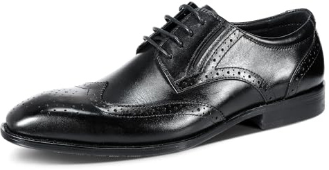 Allthemen Läderskor för män, affärskläder, oxford Derbyskor, Brogues, snörskor, svart, 40 EU