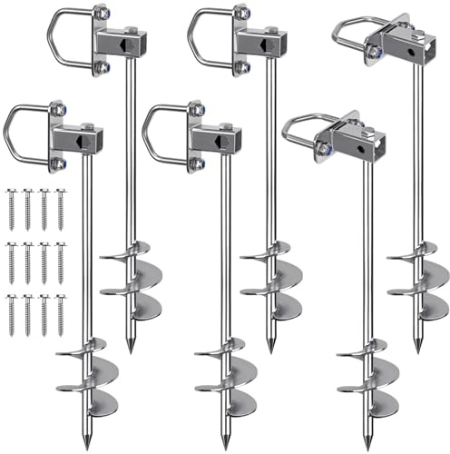 Insaga Ground Anchor Heavy Duty 61cm Ground Pegs kits Fit for All Tents, Trampolines anchor kit for Camping/Shed/Dog/Garden Carport with Fixed Loop, 6 Pack