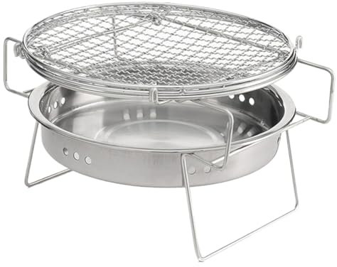 Camping Grill Träkol Bärbar Hopfällbar Grill Grillgrill I Rostfritt Stål Rund Kolgrill Utomhuscamping Campinggrill Picknickgrill