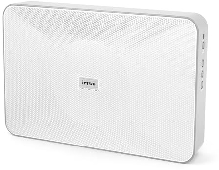 iVTWO Bluetooth Speaker White 60W, with AUX3.5mm/USB Port for PC and TV, Speaker Can be Hung on The Wall, Suitable for Small Stores (Bluetooth Code/Pin:9898)