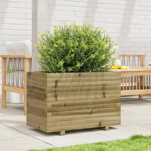 Fioriera da Giardino 70x40x49,5 cm in Legno di Pino Impregnato Vaso Rialzato Da Interno Fioriera Con Spalliera Da Esterno Vasi Alti Da Esterno Fioriere Da Esterno Grandi per Patio Esterno Terrazza
