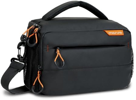 MOSISO Small Camera Bag for Photographers,Compact Camera Shoulder Bags for DSLR/SLR/Mirrorless Cameras,Waterproof Crossbody Padded Photography Bag with Rain Cover for Canon/Nikon/Sony, Black