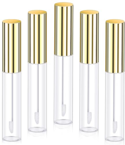JJUNW 5Stück Leere Lipgloss-Tuben, 10ml Leere Lipgloss-Röhrchen, Nachfüllbare Kosmetikbehälter Flaschen Lippenbalsam Flaschen mit Zauberstab Concealer für Lippenstift Proben Lippenbalsam