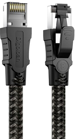 Cable Ethernet 20 metros Cat8 Cable de red, 40Gbps 2000MHz de alta Velocidad Gigabit S/FTP, Nylon TelaCable Lan Internet,Cable RJ45 para Accesorios PS5, Router,TV, Módem, más rápido que Cat6/Cat7