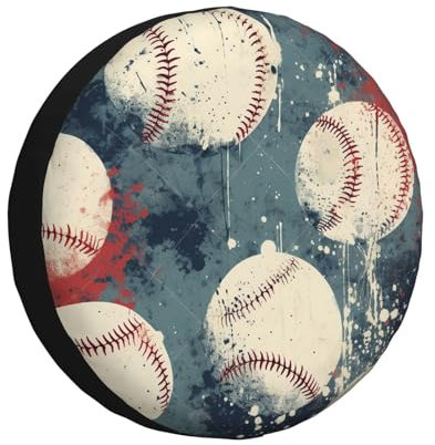 Reserveradabdeckung Vintage Baseball-Sport-Druck Reifenhülle Uv-Schutz Spare Tire Cover Wasserdicht Ersatz Reifen Abdeckung Für Caravan Geländewagen Ersatzradreifen 17 inch