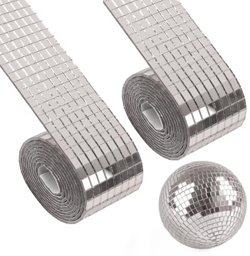 3200 unidades de espejos de mosaico, tiras adhesivas para bola de discoteca, mini bolas de discoteca, piedras cuadradas para proyectos de manualidades, accesorios, decoración de jarrones (plata)
