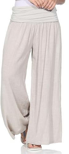 ZARMEXX Pantalon bouffant pour femme - Pantalon sarouel en coton léger - Pantalon d'été pour la danse - Pantalon fin Aladin (taille unique 38-44), beige, 40-46