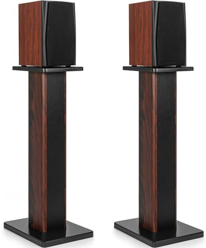 OUUTMEE Lot de 2 Pieds D'Enceintes en Bois, Supports de Haut-parleurs Robustes pour Enceintes de Bibliothèque et Satellites, Support D'enceinte de Sol Jusqu'à 50KG (80CM)
