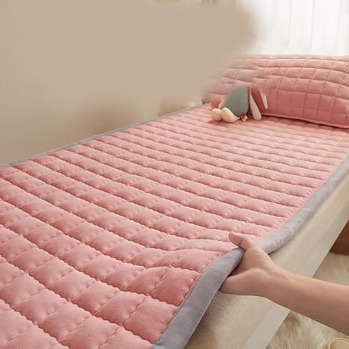 Tragbare Futon-Matratze, dicke Rollmatratze, Bodenmatratze, Gäste-Schlafmatte, Schlafsaal, Einzel-, Doppel-, faltbare Bodenmatratze, (Größe: 90 x 200 cm, Farbe: Rosa)