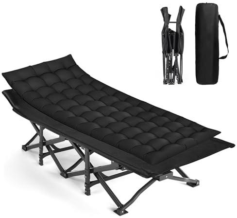 CALIYO Feldbett Klappbar mit Matratze, Campingbett, Belastbar bis 200 kg – aus Stahlrohr und Oxford-Stoff, Gästebett mit Tragbarer Tasche, Geeignet für Camping, Zuhause, Reisen (188×66×37 cm)