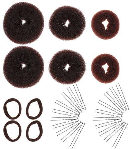 BATHVEVE Hair Bun Maker Set 2 Packs 30pcs DIY Styling Hair Curler and Coffee Color for Women