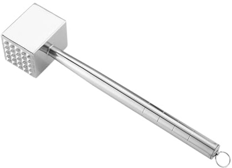 FIXOSHEE Marteau Attendrisseur Viande INOX Ergonomique pour Bœuf et Steak Poignée Confortable et Pratique Maillet à Viande pour Tendrir Porc et Veau Rangement Facile avec Suspendu