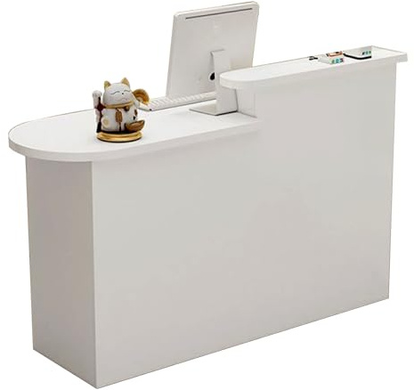 BVCL Empfangstheke mit Schubladen, Rezeption mit Schublade und Schrank mit Tür, Beauty Salon Friseur Kassentheke Büromöbel Laden-Theke(White Right,80cm)