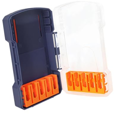 Ronyme Boîte de rangement pour forets avec séparateur amovible, portable, transparente, vide, pour tournevis, pour jardin, maison, camion, Bleu