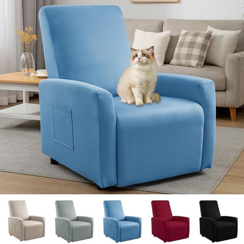 YuLiMirich wasserdichte Sessel Überzug Stretch, Stretch Relaxsessel Bezüge, Sesselschoner mit Taschen Wohnzimmer, Elastisch Sesselbezug für Fernsehsessel Liege Sessel