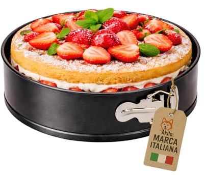 AKITAInk Tortiera a Cerniera Antiaderente da 18 a 28 cm - Stampo per Dolci Apribile, Ideale per Cheesecake, Torte e Preparazioni da Forno (22 cm)