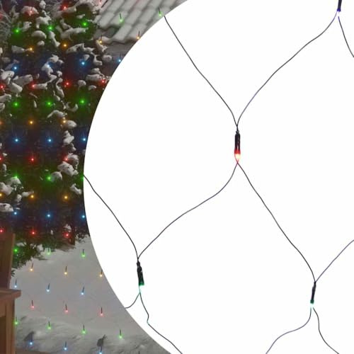 GeenYuu Weihnachts-Lichternetz 4x4 m 544 LED Bunt Indoor Outdoor PVC energiesparend mit 8 Lichteffekten und 5 m Verlängerungskabel für Garten Balkon Terrasse Fenster Party – IP44 wasserdicht