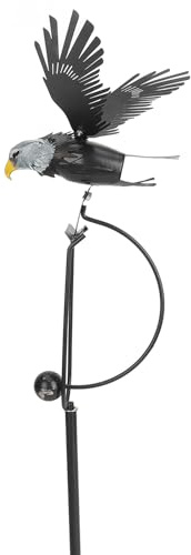 Mimdixy Decoración de águila Arte Metal, Figura pájaro simulación Negra, estaca, Escultura Viento, balancín Equilibrio para Volar al Aire Libre, jardín, Patio, decoración césped
