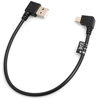 System-S Micro USB Kabel 90° Grad Links gewinkelt Winkelstecker zu USB 2.0 Typ A (Male) 90° Grad Links gewinkelt Datenkabel Ladekabel ca. 27 cm