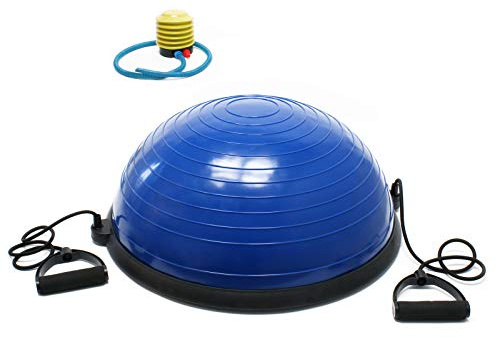 LUXTRI Ballon d'équilibre - Ø 58 cm, Hauteur 25 cm - avec Sangles, Poignées et Pompe - Balance Équipement Fitness Entraînement Cardio Sangles - Balance Ball Proprioception