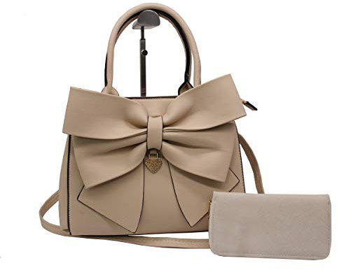 Damhandväska 2 st set stor rosett knut PU-läder topphandtag väska designer tygväska kuvertväska plånbok set för damer