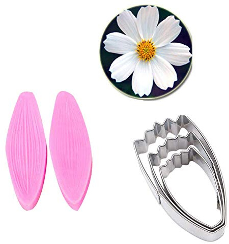 Daisy Petal Veiner & Cutter Sets Stainless Steel Flower Petal Cutter Silicone Fondant Gumpaste Flower Mould 3D Sugar Decor Moulds Cookie Cutters DIY Bakeware Wedding Sugarcraft Cake Decorating Tools