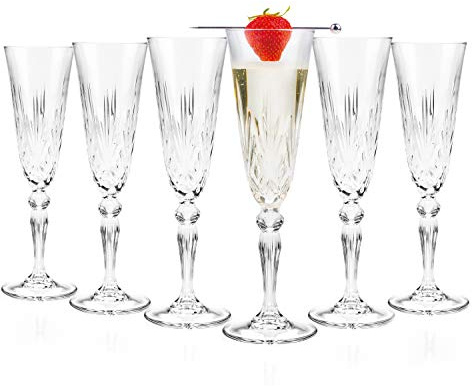 RCR Crystal Melodia Sektgläser 160ml 12er Set Spülmaschinenfest für Unterhaltung Perfekt für Geburtstage, neue Hausbesitzer, für Champagner, Mimosen, Mocktails, Prosecco