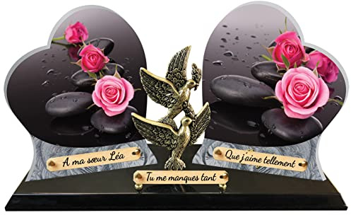 Plaque FUNERAIRE 2 Coeurs