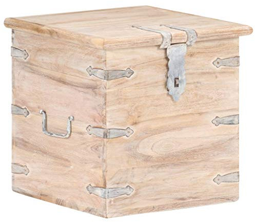 TEWTX7 Aufbewahrungstruhe aus Akazie Massivholz Truhentisch Aufbewahrungsbox als Couchtisch Beistelltisch, Truhe