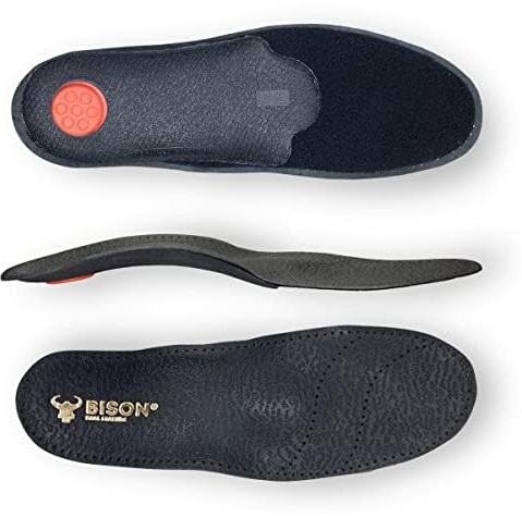BISON - Skoinlägg i Läder Skor - Plattfotsulor Fotvärk - Ortopedisk sula med Nedskrivning av Hälen - Leather Shoe Insoles - 1 Par (38)