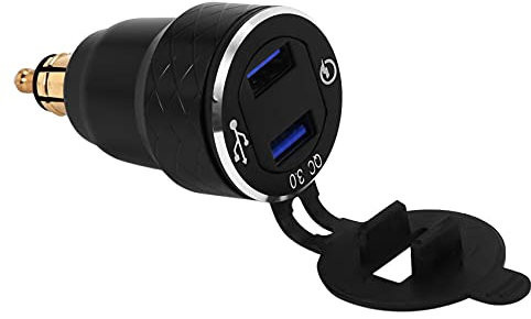 Aleación de aluminio carga rápida 3.0 doble cargador USB de moto para cargador de moto para mechero de Voltímetro Qc3.0 Din enchufe USB adaptador
