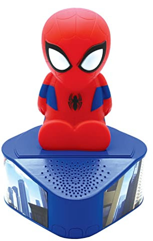 Lexibook, Spider Man, Enceinte avec Figurine Lumineuse, Bluetooth 5,0, Port USB/USB Type C, Rouge/Bleu, BTD80SP