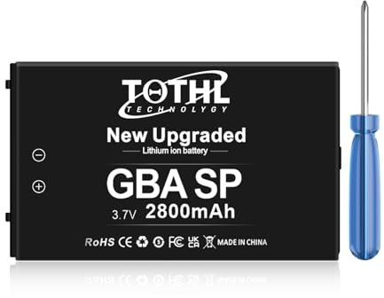 2800mAh 1 Packs Gameboy Advance SP battery pack, GBA SP Rechargeable Lithium Ion Battery Replacement for GBA SP, AGS-001, SAM-003 with Tool Pack Kit (Not for WII U)
