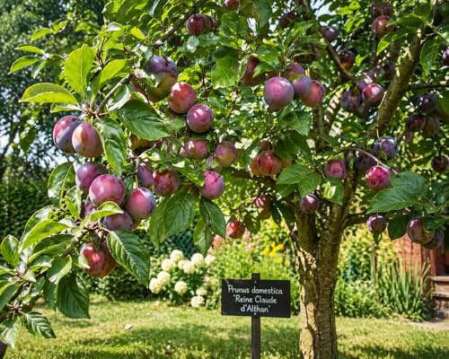 Pflaumenbaum Prunus domestica 'Reine Claude d'Althan' ca. 120 cm – Süß-aromatische Pflaume, Obstbaum winterhart, für Garten & Terrasse