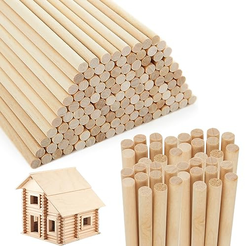 WOPPLXY 200PCS Wooden Dowels Rods - 30cm x 6mm Round Dowel Rods Sticks Birch Wood Unfinished Natural Craft Sticks