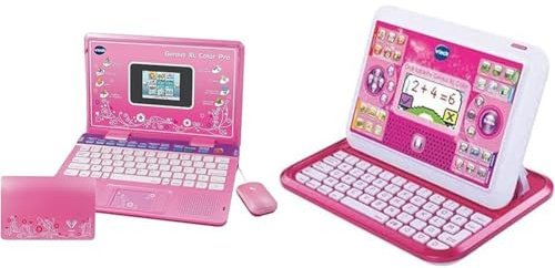VTech - Genius XL Color Pro Bilingue Rose, Ordinateur Enfant & Ordi-Tablette Genius XL Color Rose, Ordinateur Enfant, Tablette Éducative – 5/8 Ans - Version FR, Taille Unique