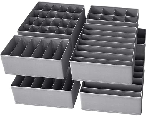 Bazasa 8er Schrank Organizer Shublade Stoff Odnungssystem für Kleidershrank Faltbare Organizer Grau Aufbewahrung Box Schubladentrenner für Unterwäsche BHS Socken Krawatten Underwear Wickelbedarf