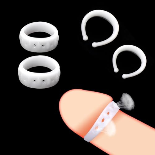 Axcroo 4 Stück Donut Eichelring Set Penisring Klein Vorhaut Zurückhalte Haltering Weich TPE Glansring Eichel Ring Penis Ringe Cockringe Bondage Erotik Sex Spielzeug für Männer zur Potenzsteigerung