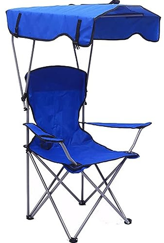 QWPYDXN Gartenstuhl Robuster Campingstuhl mit Rahmen aus Aluminiumlegierung, Klappstuhl aus Oxford-Stoff mit verstellbarem Sonnendach, Leichter Strandstuhl Angelstuhl
