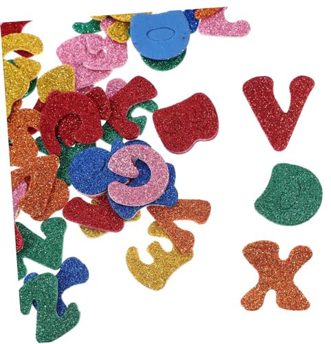 Abaodam 6packungen Selbstklebende Glitzer Buchstaben Aufkleber Aus Moosgummi Für Basteln Scrapbooking Und Belohnungen Bunte Alphabet Sticker Für Kreativprojekte