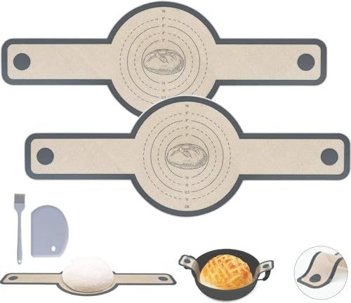 Ceeyoll 2 Piezas Silicone Bread Sling,Tapetes Para Hornear,Tapete Silicona Horno,Alfombrilla Horno Para no Ensuciar,Viene Con Un Raspador y un cepillo de aceite, Adecuado Para Hornos De Pan y Pizza.