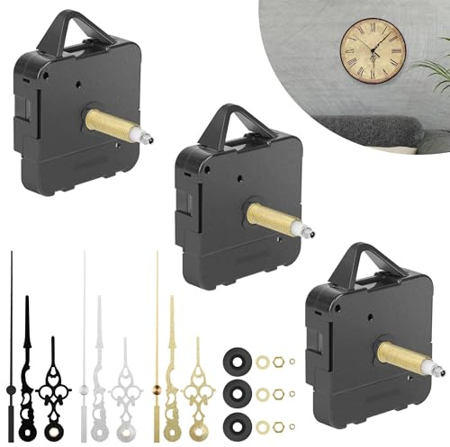 EEEKit Mecanismo para Reloj de Pared, 3 Piezas Mecanismos de Cuarzo de Alto Par para Instalación DIY, Mecanismo con 3 Juegos de Agujas para Reparación de Relojes