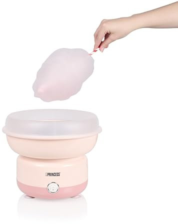 Princess Máquina de Algodón de Azúcar, 500W, Diseño Compacto, Piezas Aptas para Lavavajillas, Incluye Palitos y Cuchara Medidora, BPA-Free, Pies Antideslizantes, Fácil de Usar, 292990