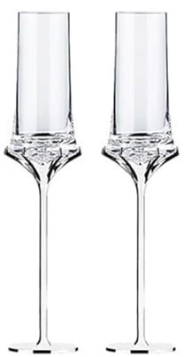 Bicchieri da Champagne Bicchiere da champagne in cristallo con piede alto, set di 2 flute da champagne con stelo in argento, capacità 5,07 once for compleanni e sposi novelli Coppe da champagne